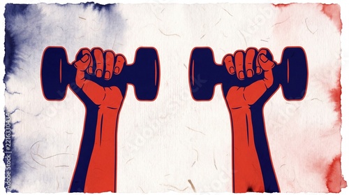 Hands lifting dumbbells fitness workout illustration