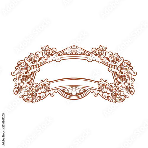 floral ornament gold frame wedding invitation