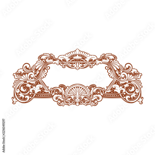 floral ornament gold frame wedding invitation