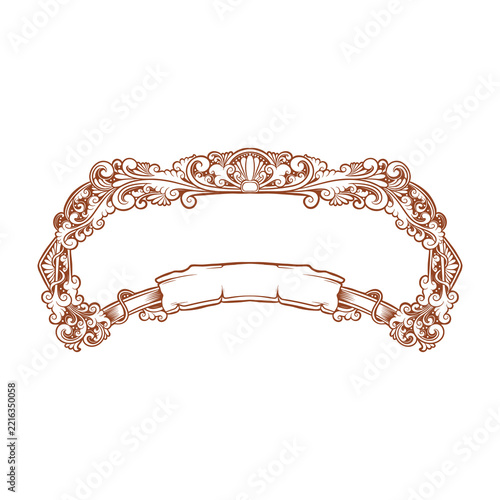 floral ornament gold frame wedding invitation