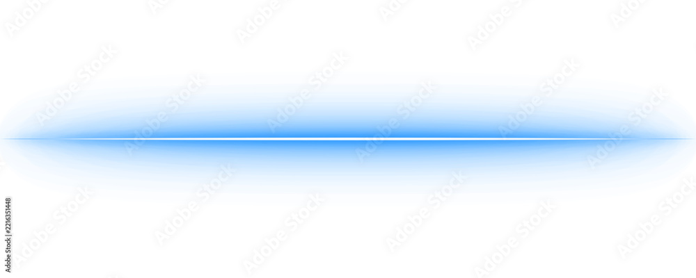Obraz premium Blue neon horizontal oval light streak with glowing edges and bright center line, transparent background PNG element for banners and designs