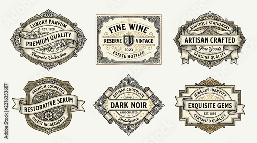 Vintage Label Collection: Parfum, Wine, Stationery, Cosmetics, Chocolate, Gems