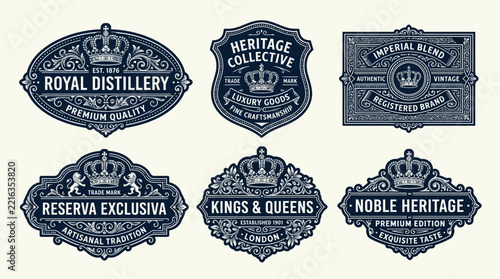 Vintage Label Set: Royal Distillery, Imperial Blend, Noble Heritage