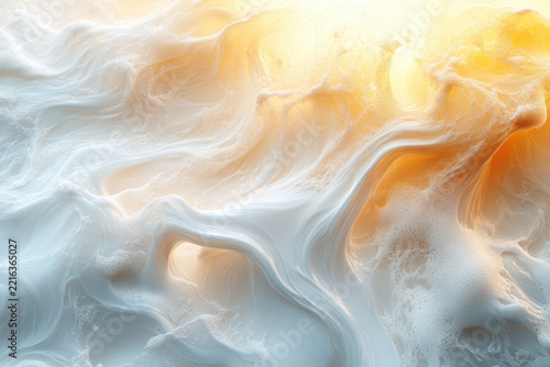 Beige Light Halo Reflections on White Abstract Background