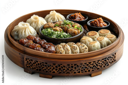 Clean 8K Food Composition Featuring Dim Sum in Air