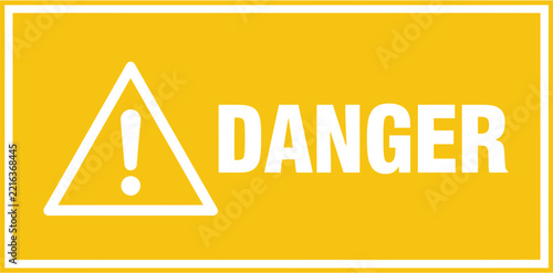 Danger sign vector rectangle warning symbol with bold exclamation mark