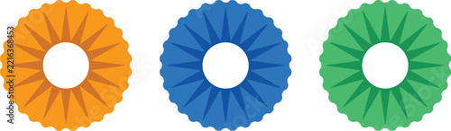 Gear icon vector set featuring colorful circular mechanical cog