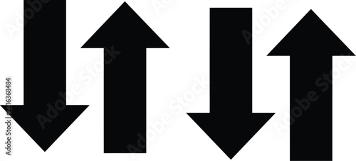 Arrow icon set showing vertical black directional shapes