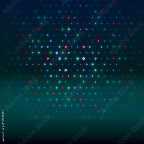 Illuminated digital grid of colorful points illustration