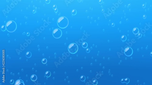 Blue bubbles rising underwater, seamless loop background 4K