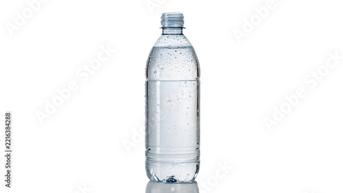 Obraz na plátně Clear plastic bottle filled with fresh pure water clean drinkware beverage isola