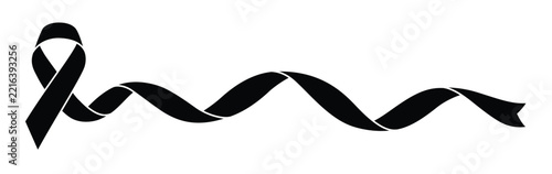 The simple monochrome black ribbon suitable for awareness campaigns, memorial designs, solidarity graphics, charity projects, posters, banners, and symbolic artwork.