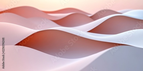 Abstract Geometric 3D Background with Soft Blush Pink and White Wavy Texture for Elegant Typography