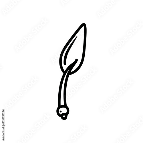 Minimalist Hand-Drawn Outline of a Single Leaf Bud on a Stem