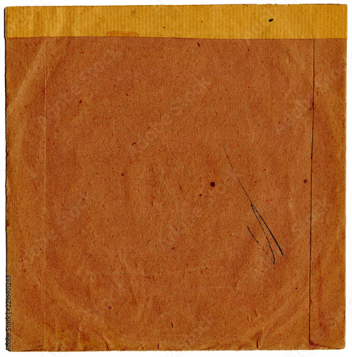 Selbstgebastelte Vinylsingle Hülle aus Packpapier Kraftpapierhülle mit Randstreifen