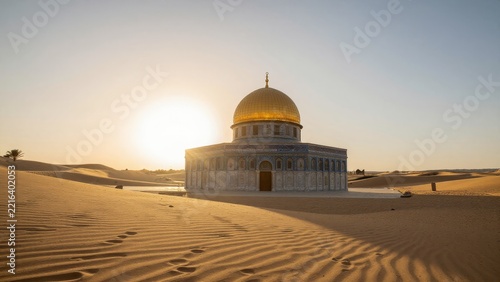 Majestic Dome Structure in Desert Landscape During Golden Hour