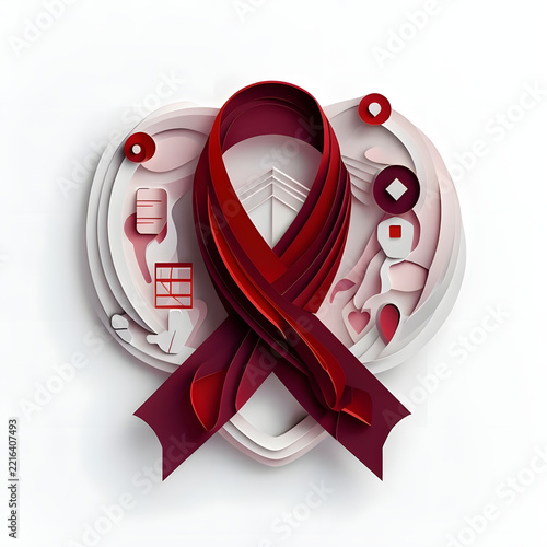 red heart with ribbon