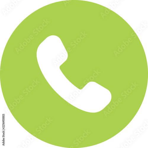 Telephone icon vector flat design isolated on green circle background