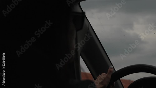 Driving Travel Woman Moody Sky Road Trip Vertical video