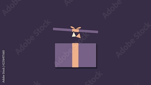 Open gift box with ribbon and bow isolated on a dark background, celebration concept