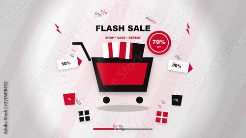 Flash Sale Promotional Background with Shopping Cart