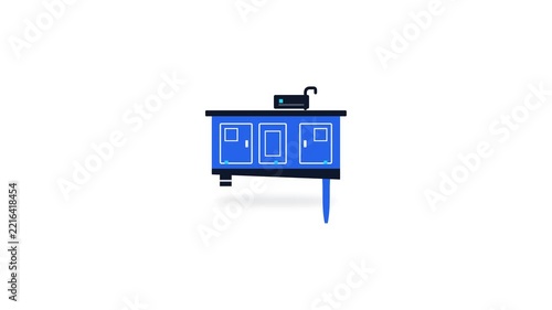 Modern kitchen unit with sink and faucet, clean design