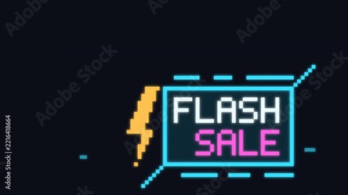 Flash sale announcement with lightning bolt and neon border on dark background