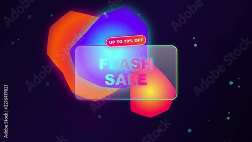 Flash Sale Promotional Background with Glowing Liquid Shapes