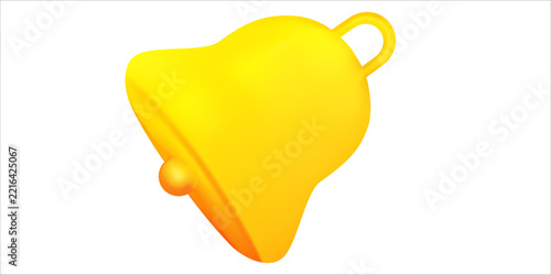 3d notification bell icon set isolated on white background. 3d render yellow ringing bell with new notification for social media reminder. Realistic vector icon