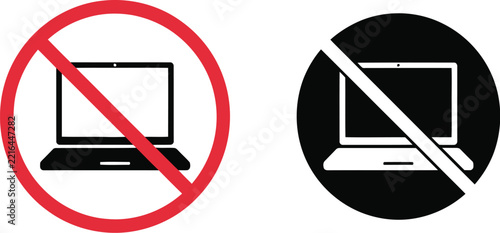Laptop vector icon prohibited sign laptop forbidden device