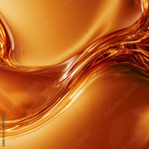 the fluidity of melted caramel, with droplets cascading in an abstract design against a creamy background
