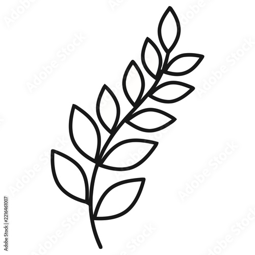 Simple line drawing of a branch with leaves