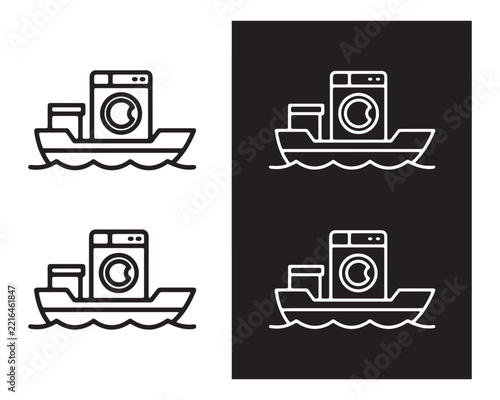 Washing machine shipping icon set