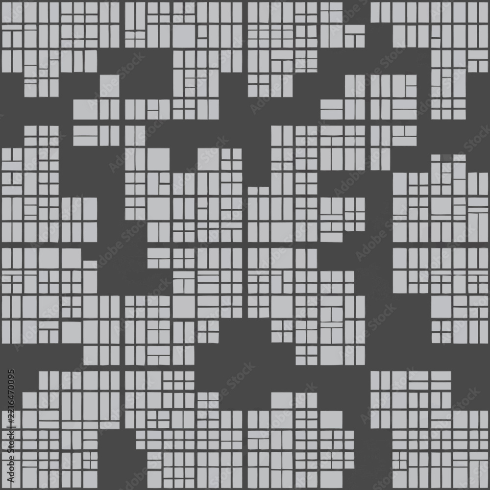 Fototapeta premium Abstract seamless architectural pattern with building facade modules
