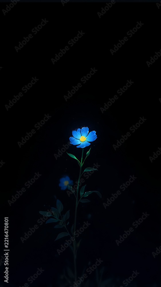 Fototapeta premium blue flower on black background