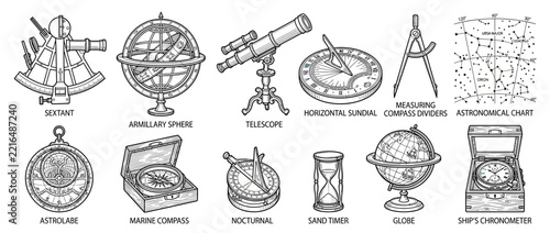 Vintage Navigation and Astronomy Tools Collection