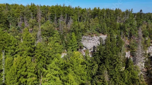 Aerial view of the Black Hills in South Dakota, USA. Rocks, mountains, and forest.