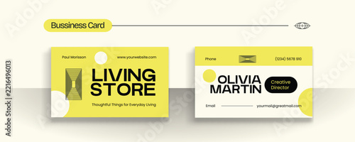Minimalist Modern Yellow Furniture Store Namecard Template Design