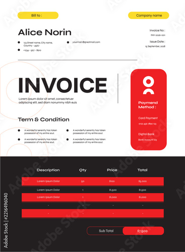 Modern Corporate Invoice Template Design for Business Billing and Financial Accounting Layout