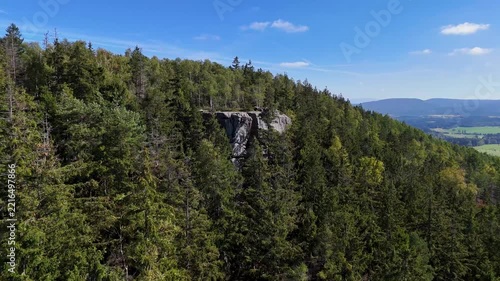 Aerial view of the Black Hills in South Dakota, USA. Rocks, mountains, and forest.