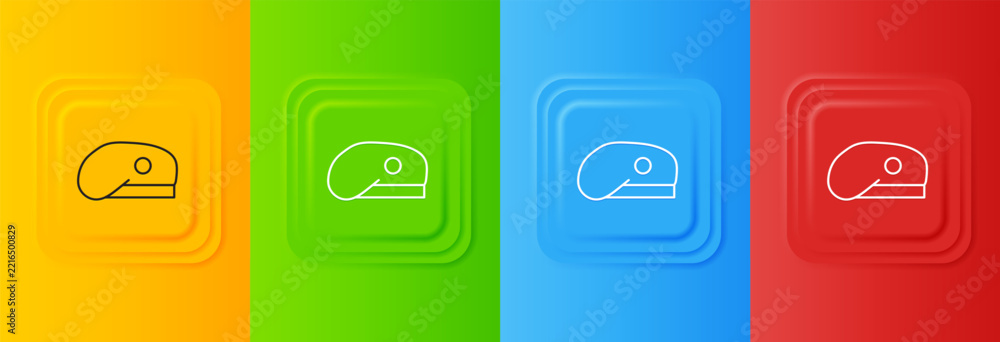Fototapeta premium White Military beret icon isolated on colorful background. Soldiers cap. Army hat. War baret. Set icons in square buttons. Vector