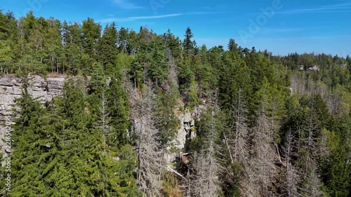 Aerial view of the Black Hills in South Dakota, USA. Rocks, mountains, and forest.