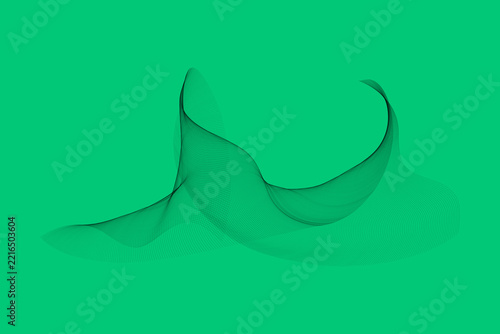 Abstract black line art wave shape isolated on transparent background
