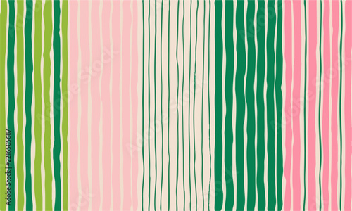 Organic Green Stripes for Textile and Wallpaper.
