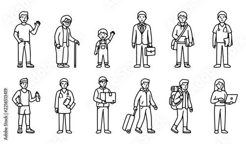 Diverse Human Character Outline Icons People Vector Collection