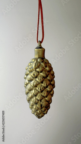 Hanging Glass Pine Cone Christmas Ornament Vertical