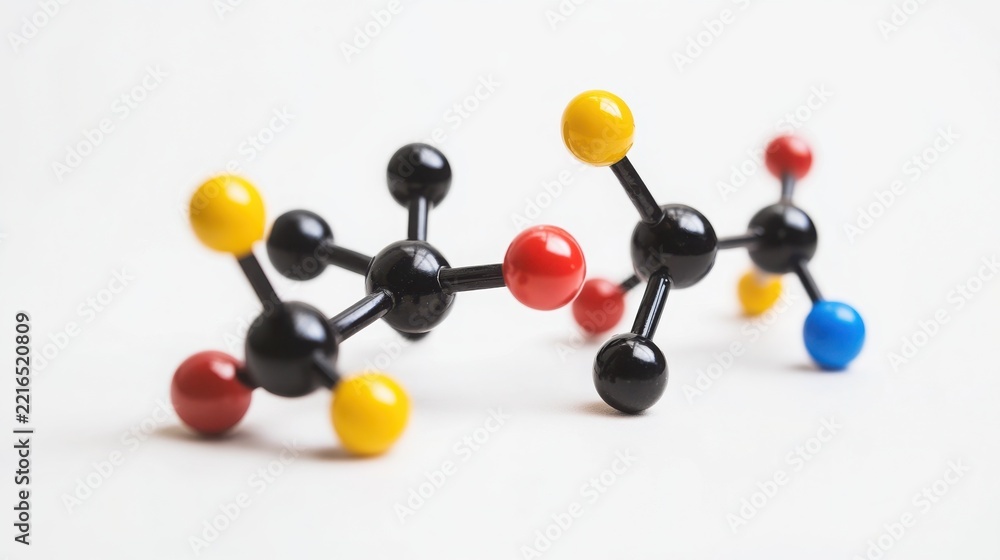 Obraz premium Colorful plastic molecular structure model isolated on a white background