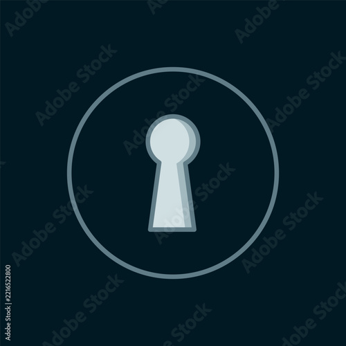 Line Keyhole icon isolated on black background. Key of success solution. Keyhole express the concept of riddle, secret, security. Flat filled outline style with shadow. Vector