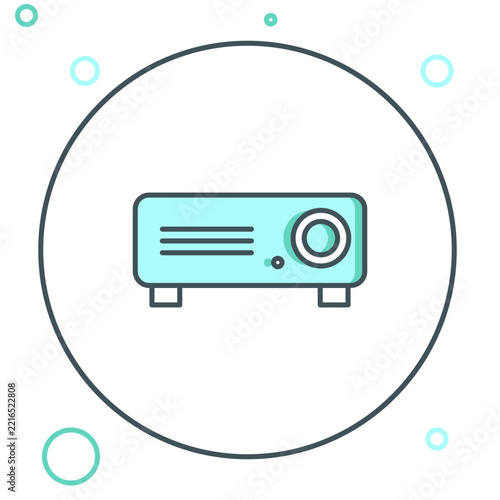 Line Presentation, movie, film, media projector icon isolated on white background. Colorful outline concept. Vector