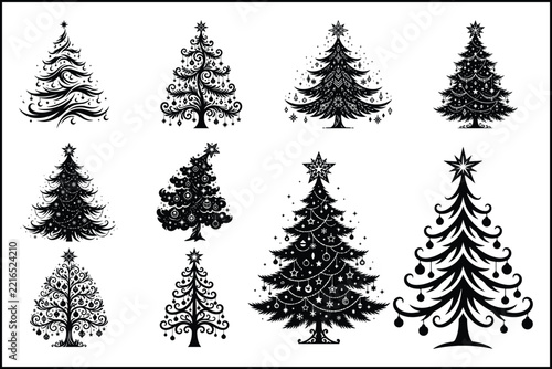 Christmas Tree Silhouette Vector Bundle